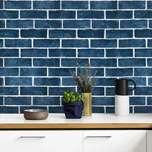 

3D Plane Effect Blue Brick Wallpaper Self-Adhesive Paper For Bedroom Home Decoration Peel And Stick Wall Sticks Easy To Paste