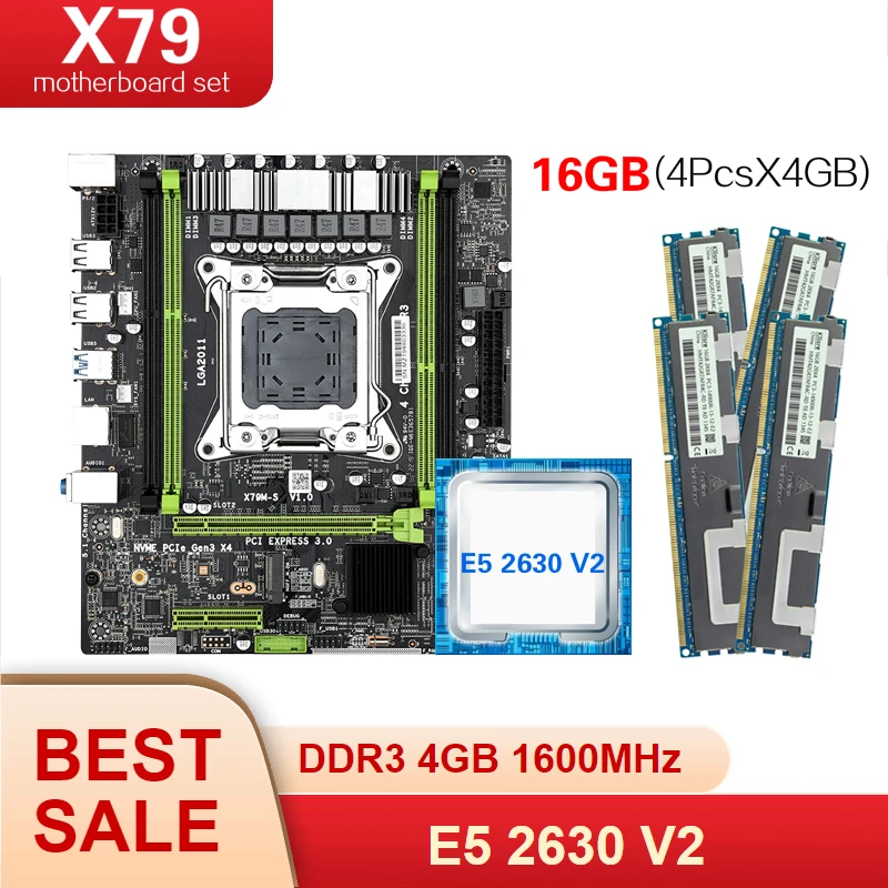 

Kllisre X79 X79M-S motherboard LGA2011 Mini-ATX combos E5 2630 V2 CPU 4pcs x 4GB = 16GB DDR3 1600Mhz ECC Memory
