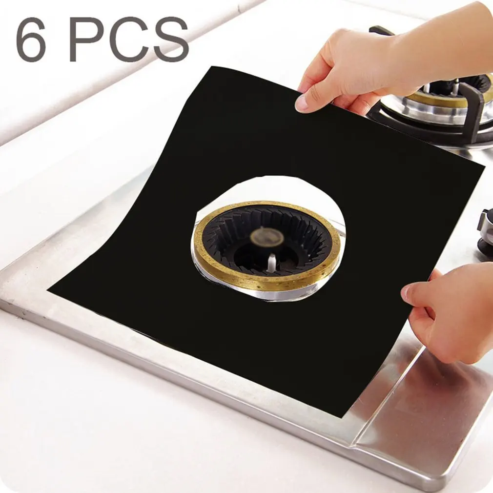 

6pcs Microfiber Material Gas Stove Surface Protective Cleaning Pad Gas Furnace Surface Ultra-thin Reusable