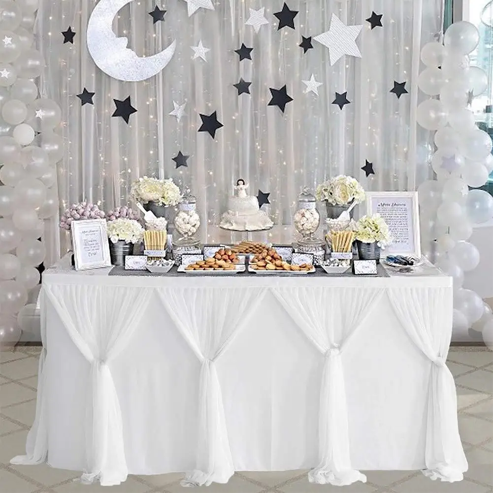

HobbyLane Stripe Style Table Skirt for Round Rectangle Table Baby Showers Birthday Party Wedding Decor Table Skirt Tablecloth