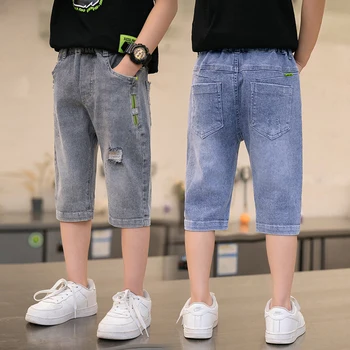 

5-16 Years Boys Summer Denim Shorts Fashion Jeans for Boys Kids Hole Pants Big Boys Shorts Casual Short Pants 2020 New Arrivals