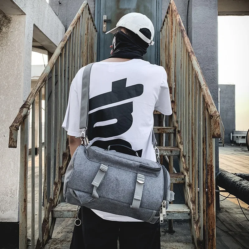 

New tide brand shoulder bag men's canvas bag high school student bag waterproof multi-function backpack fashion