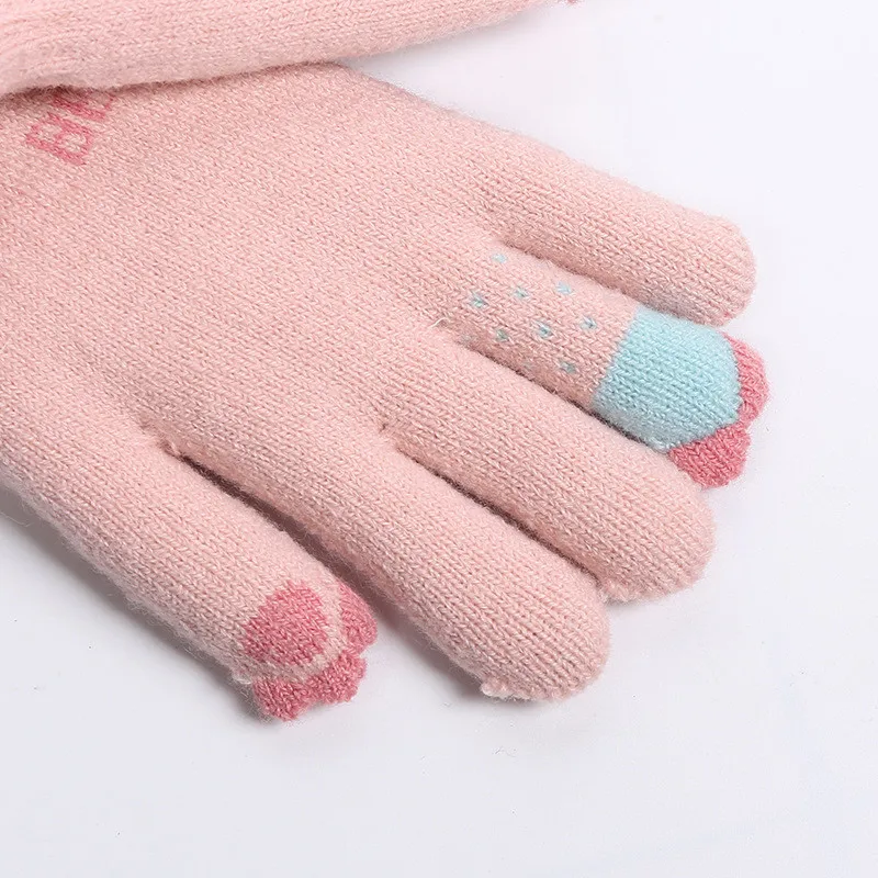 BalleenShiny/милые детские перчатки; теплые вязаные варежки с изображением животных на пальцах; Утепленные перчатки; зимние аксессуары