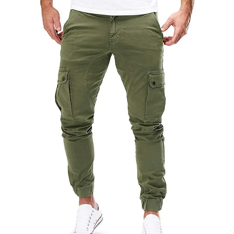 

CYSINCOS Solid Sweatpants Men Joggers Multi-pocket Cargo Pants Autunm 2020 New Long Trousers Male Elastic Waist Men's Sportswear