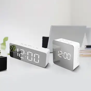 

LED Wall Clock Watch Modern Brief Design 3D DIY Electronic Large Mirror Table Alarm Clocks Office Kids Room Date Time Desk Clock