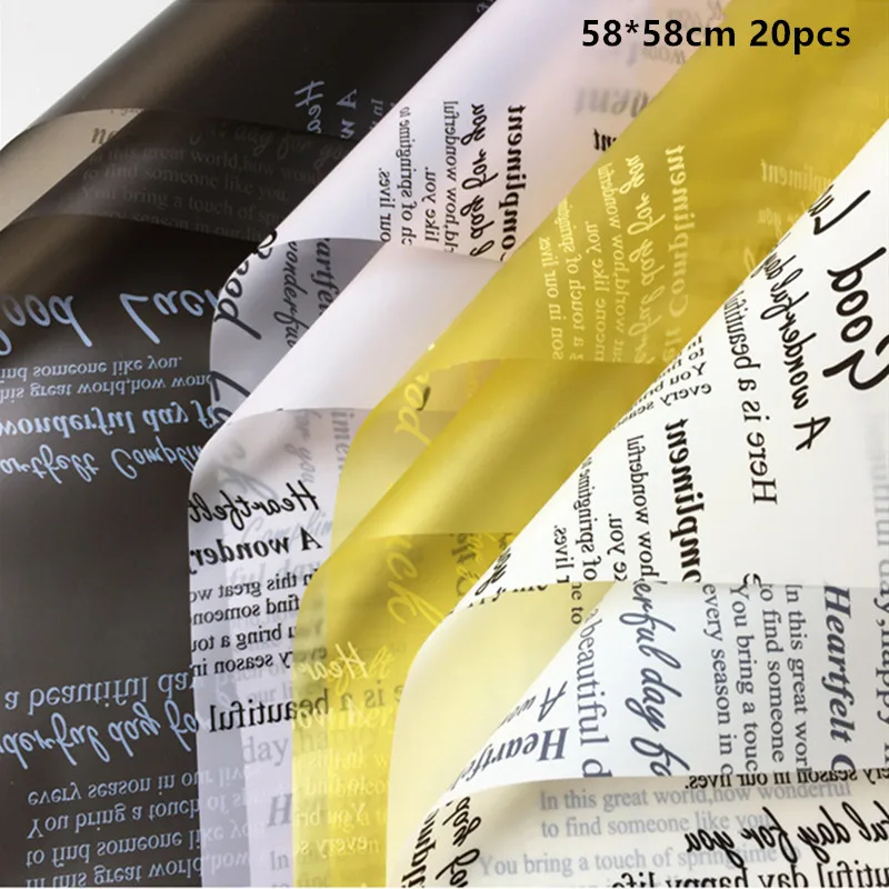 

20pcs New English Matte Paper Waterproof Floral Wrapping Paper Flowers Packaging Bouquet Paper Wrapping Paper