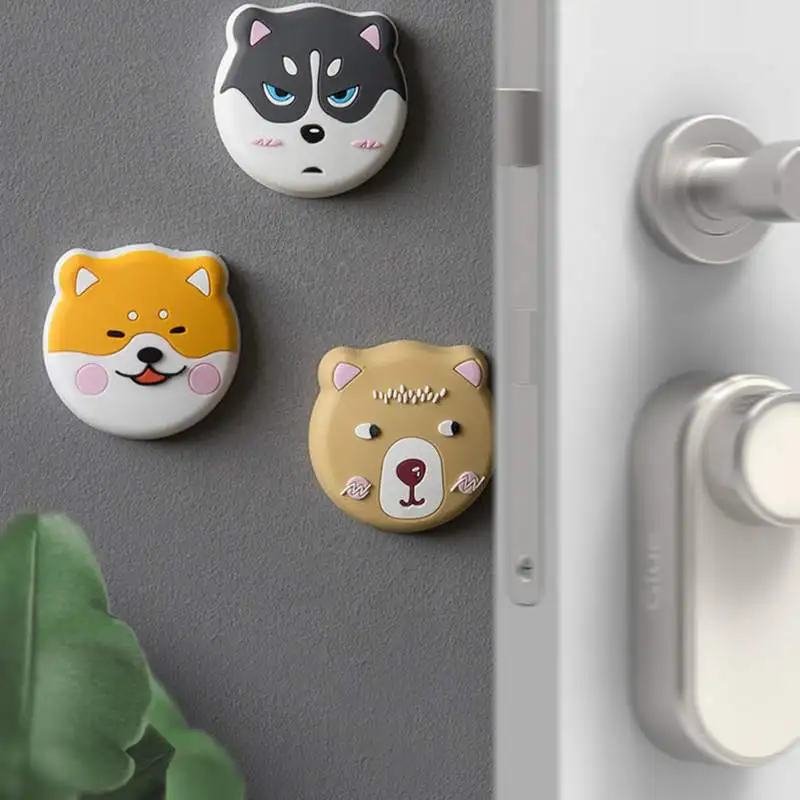 

2 Pieces Cute Refrigerator Sticker Cartoon Wall Anti-Collision Rear Door Bumper Protection Pad Door Lock Wall Protection Sticker