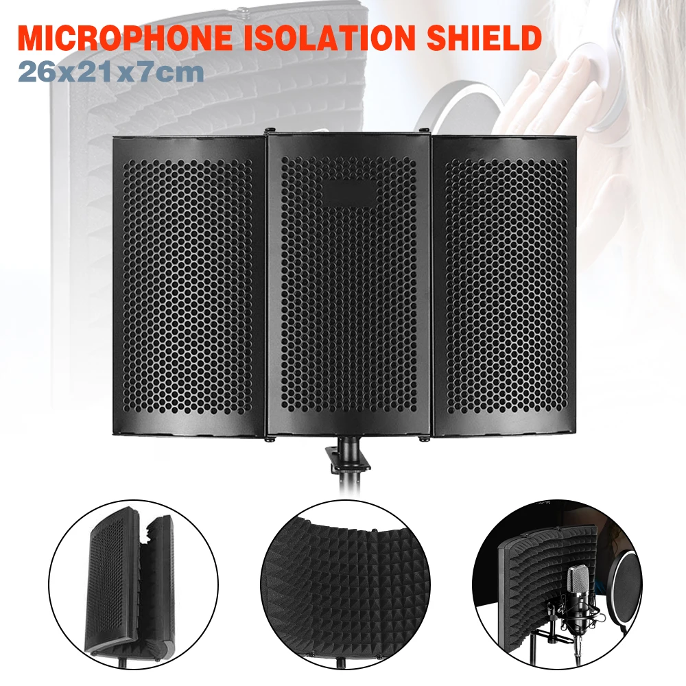 

Foldable Microphone Adjustable Studio Recording Microphone Isolator Shield Acoustic For Recording Live Broadcast