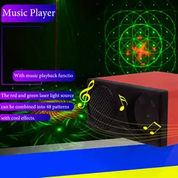 Projecteur Laser Led 48 motifs de noël RG, Mini USB DJ, lumière Disco, lecteur de musique Bluetooth, commande vocale, lampe de scène, décoration de la maison 