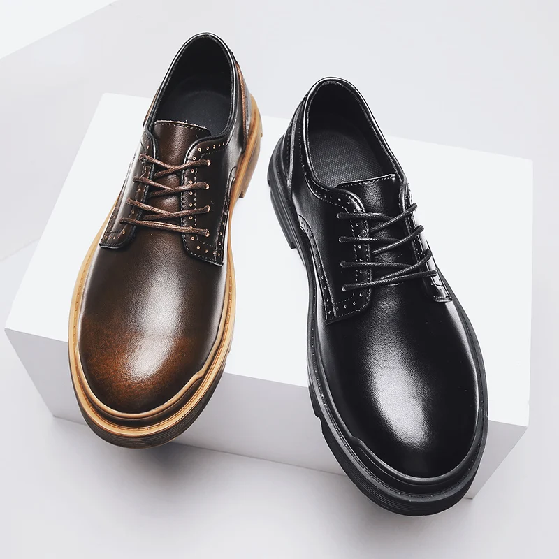 ZLQ Mens Business Shoes Matte Breathable Hollow Carving Genuine Leather Lace Up Lined Oxfords Breathable Shoes