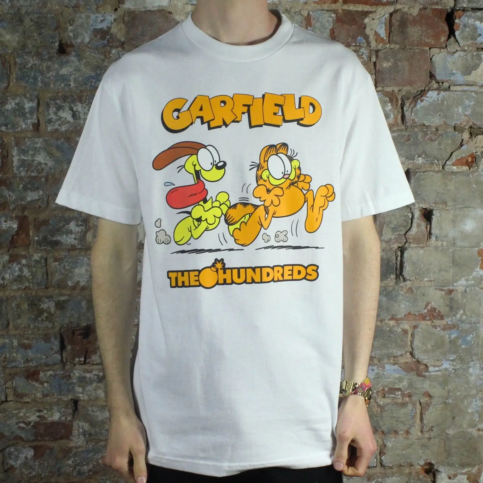 

The Hundreds X Garfield Chase T-Shirt Brand New in White in Size M,L