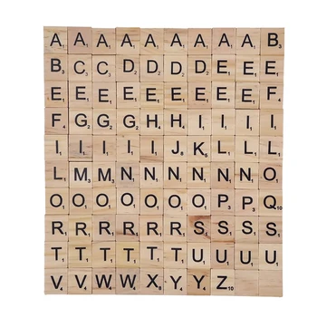 

100pcs/set Wooden Diy English Alphabet Letters Puzzle Toys Scrabble Letters Wood Chips For Children Intelligence Development