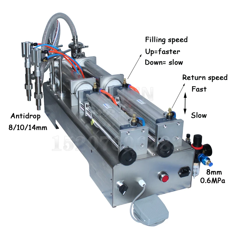Двойная головка анти-капля разливочная машина 100-1000 мл 30 бутылок/мин наполнитель для воды поршневое оборудование для розлива продуктов упак...