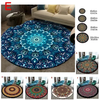 

Bohemia Style Round Carpet Bedroom Bedside Bathroom Computer Chair Antislip Rug Romantic Home Decor