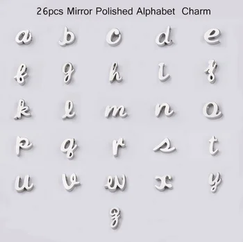 

10pcs/lot English Letters Charm Beads for DIY Letter Necklace Mirror Polished Stainless Steel 1.8 mm Hole Bead