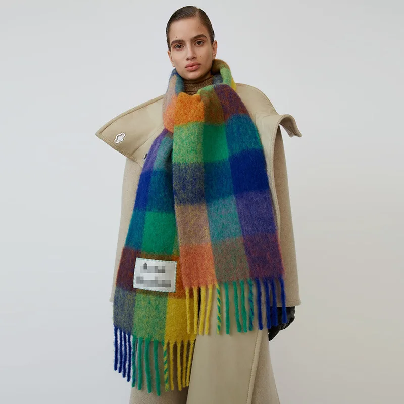Семейная кашемировая шаль Ac осень-зима 2019, зимний модный цветной клетчатый шарф согревает студенческие шеи и толстые шали