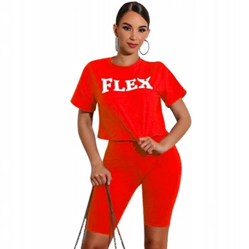 

Women's Sets 2020 Summer Tracksuits Fitness Letter Print O-Neck Tops+Shorts Suit Two Piece Set 2 Pcs Night Sportswear Outfits