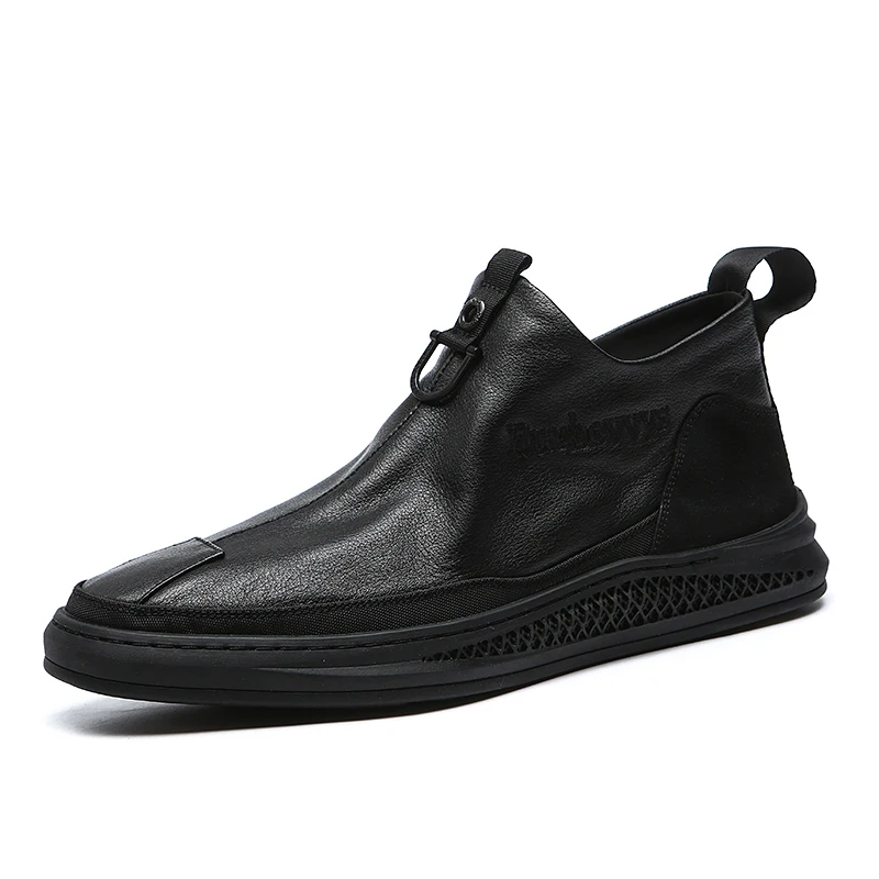 VOSONCA/Мужская обувь; Повседневная обувь из коровьей кожи; Высококачественная Мужская обувь на плоской подошве; бархатная обувь без бархата; можно выбрать - Цвет: Black-Velvet