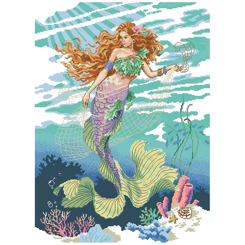 Long Hair Mermaid Under The Sea Beach Fishing Net DIM 72462