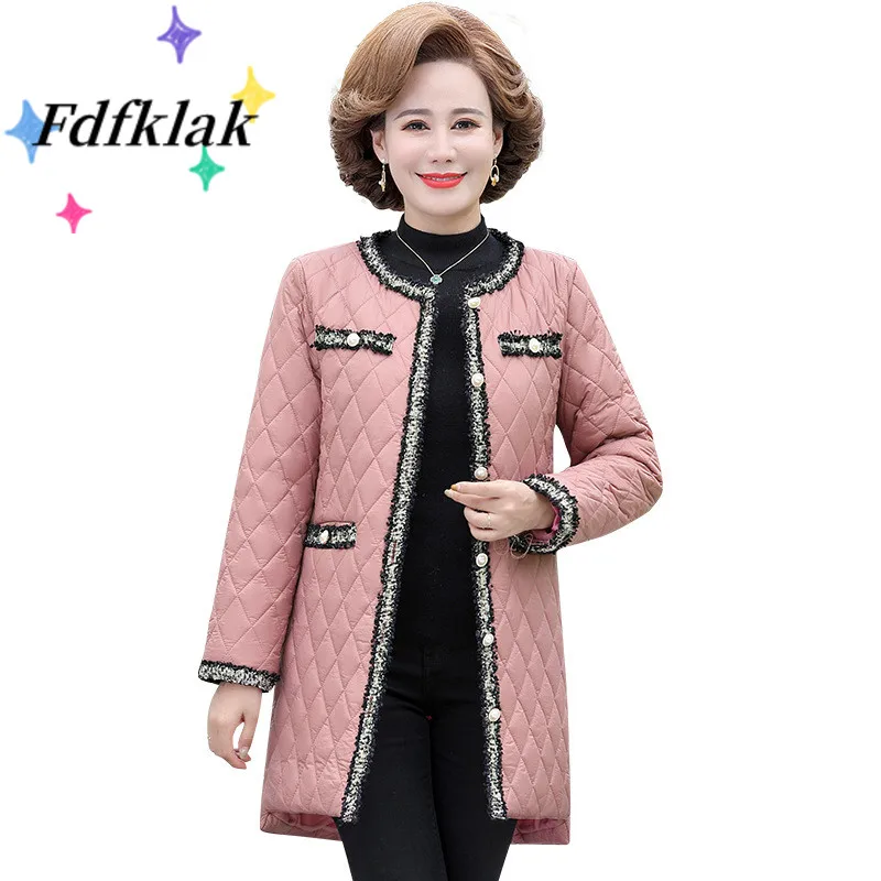 

Fdfklak Middle-Aged Coat Fashion Women's Autumn Winter New Products Cotton Coat Women High-end Quality Clothing XL-5XL Jacket