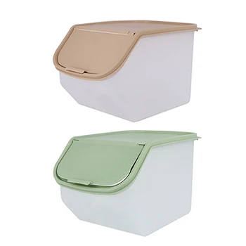 

2Pcs Dried Food Storage Sealed Box with Measuring Cup Plastic Kitchen Grain Container Organizer- Coffee & Green