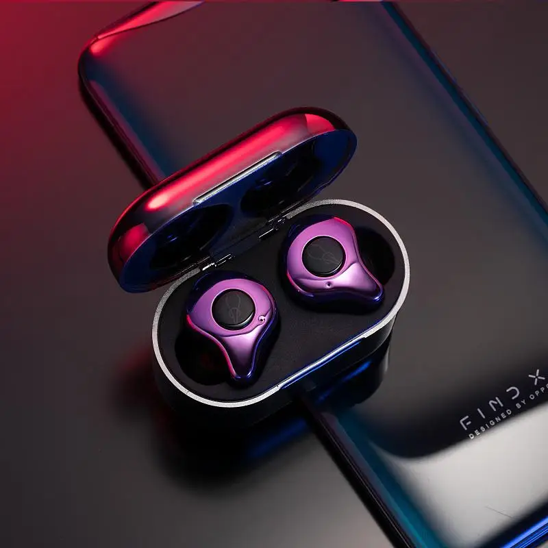 poosue E12, ультра TWS, беспроводные Bluetooth наушники, спортивные, Hi-Fi, стерео наушники, гарнитура с шумоподавлением, беспроводное зарядное устройство - Цвет: Фиолетовый