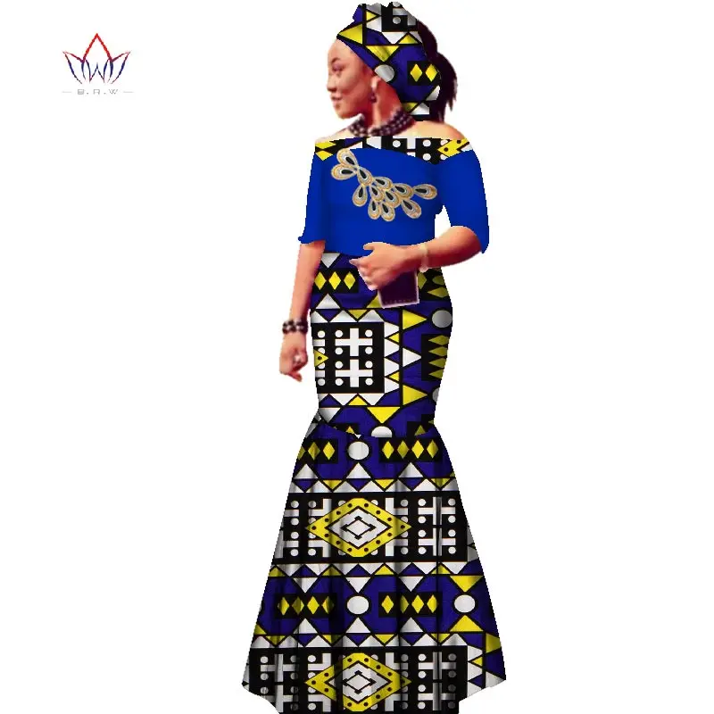 Новая мода осень Африканская женщина платье пачворк вышивка Африканский принт восковые платья размера плюс сексуальное платье для женщин WY1862