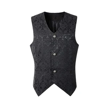 

Men's Medieval Vest Gothic Steam Retro Punk Style Sleeveless Short Vest Solid Color Cross Lace Renaissance Vest Costume Cosplay