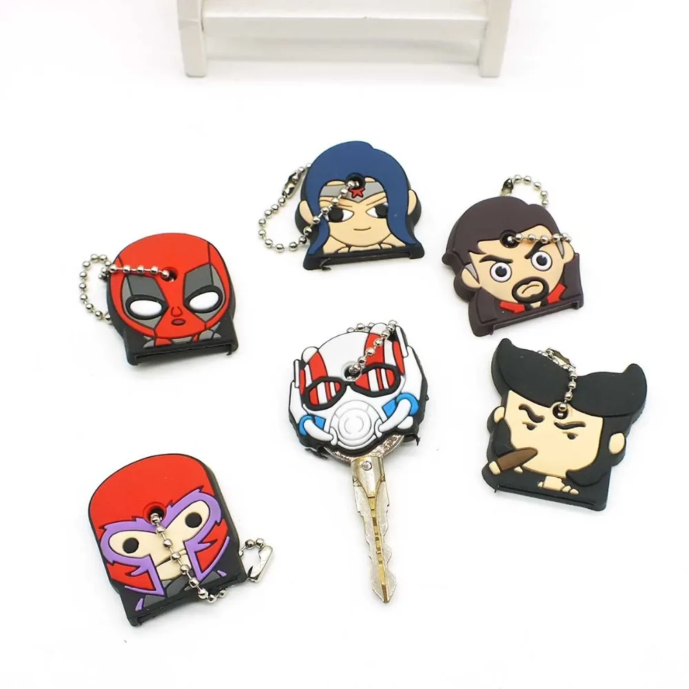 

New Style Cartoon Hero Silicone Keychain for Women Batman Key Cover Cute Anime Keychains Children Love Key Caps Holder