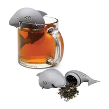 Силиконовый распылитель для заваривания чая в форме акулы, силиконовый многоразовый безопасный фильтр для кофейных мешков, кухонные инструменты