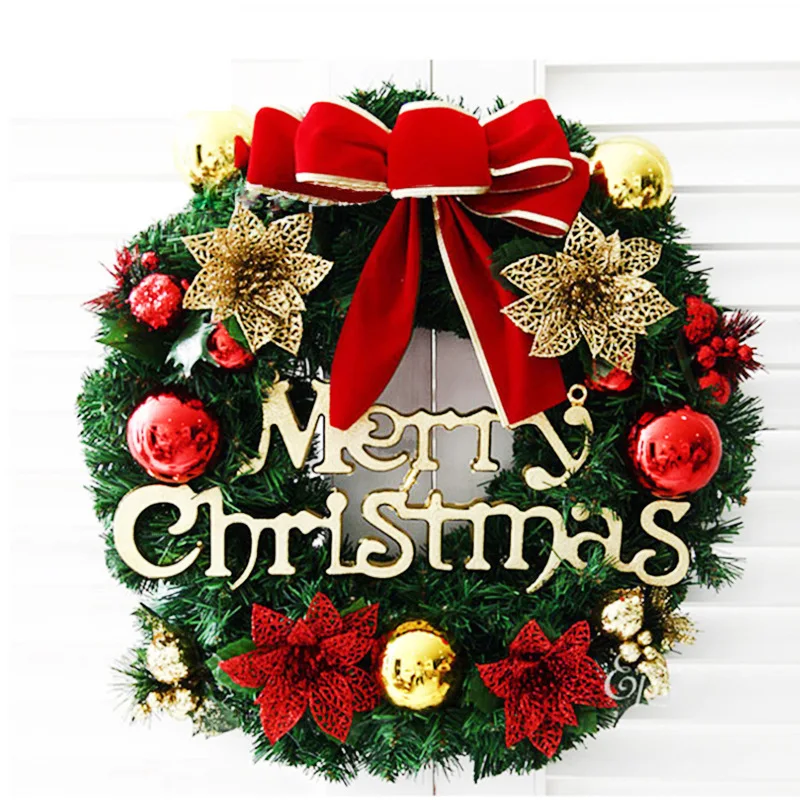 

30cm Christmas Wreath Door Hanging Christmas Decorations Simulation Flowers Window Props Background Christmas Tree Accessories