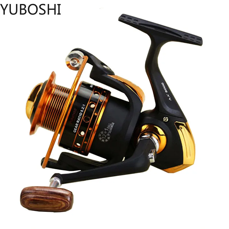 Рыболовная катушка YUBOSHI с деревянной ручкой 12 + 1BB|Рыболовные катушки| |