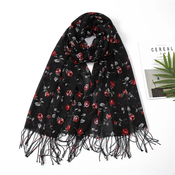 

Floral Print Women Scarf Winter Pashmina Shawls Lady Wraps Foulard Tassel Hijab Scarves Neck Bandana Warm Echarpe Stole