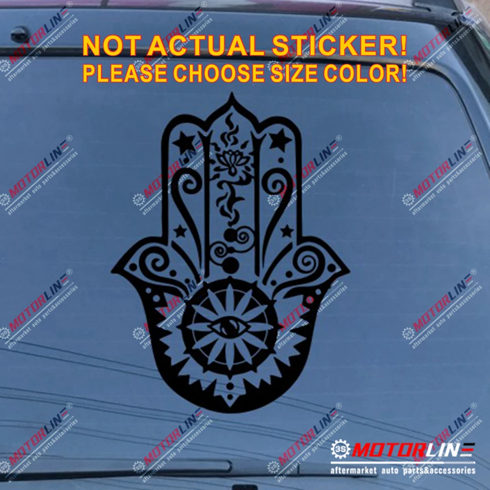 Хамса Рука Хамса наклейка стикеры Фатима автомобиль винил арабский выберите размер и цвет высечки без фона - Название цвета: Черный
