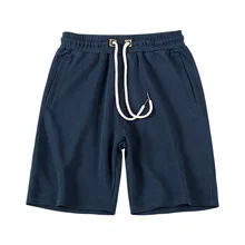 

Heavy Weight Knit Shorts for Men Elastic Waist 4 Solid Color Cotton Vintage Casual Home Men Japan Style Drawstring Simple Shorts