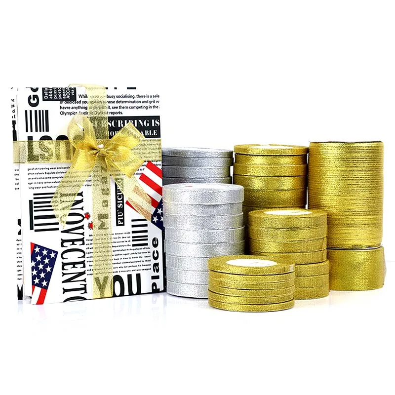 25 ярдов 22 м ручной работы золотые серебряные металлические блестящие ленты для