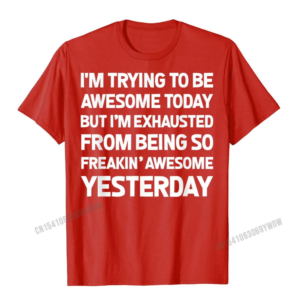 Casual Short Sleeve Tees VALENTINE DAY O Neck 100% Cotton Men T-shirts Casual Casual Tops T Shirt Hip Hop Wholesale Im Trying To Be Awesome Today Shirt Funny T-Shirt Tee Gift__1046 red