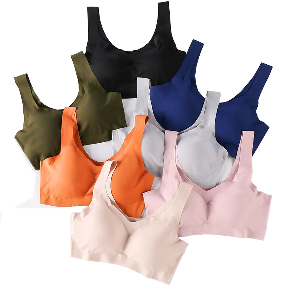Seamless Sports Bra Women Fitness Top Bra For Cup A D Solid Color Running Gym Crop Top Women