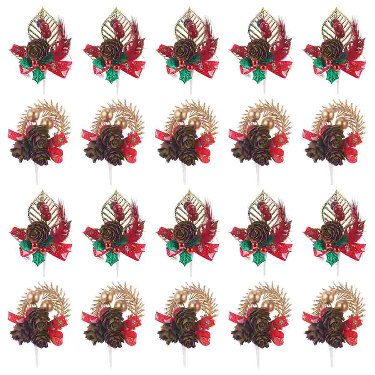 20Pcs Christmas Cake Topper Bouquet Decoration Baking Holiday | Дом и сад