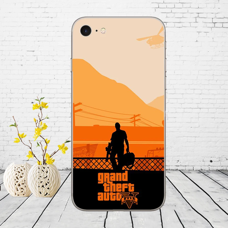 33DD Grand Theft Auto GTA V Soft Silicone Cover Case for iphone 5 5s se 6 6s 8 plus 7 7 Plus X XS SR MAX case iphone 8 leather case