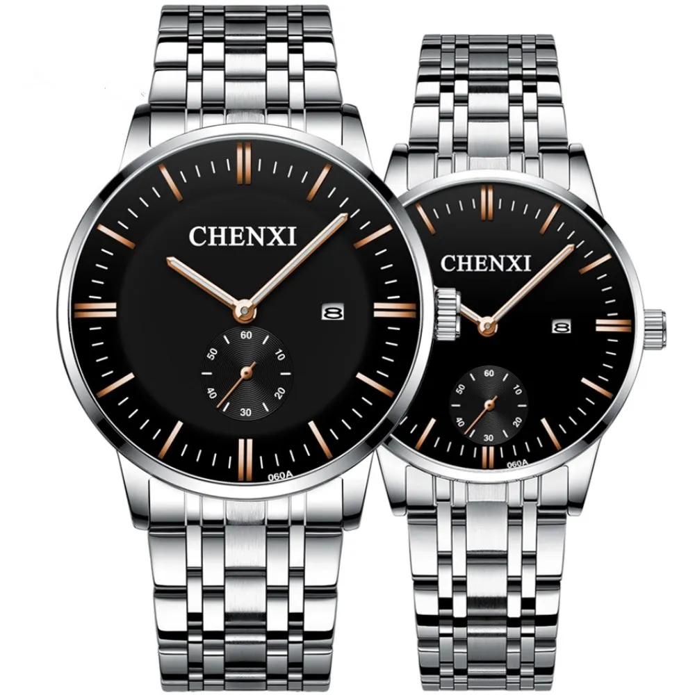 

2019 New Couple Watches Stainless Steel Brand Luxury Quartz Watch Men Clock Watches Ladies Calendar Wristwatches Relogios Casal