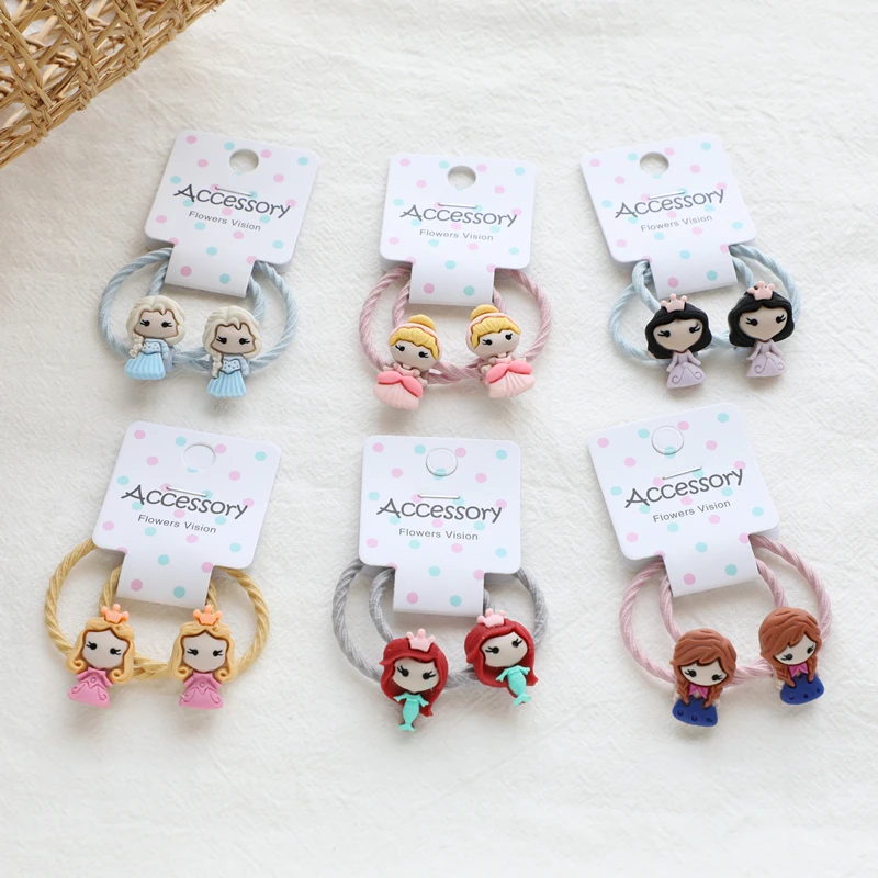 2 шт. Детские эластичные заколки для волос принцесс в европейском и американском