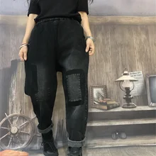 Зимние женские штаны, длинные джинсы, вельветовые Теплые штаны-шаровары, Женские винтажные длинные штаны AFC277