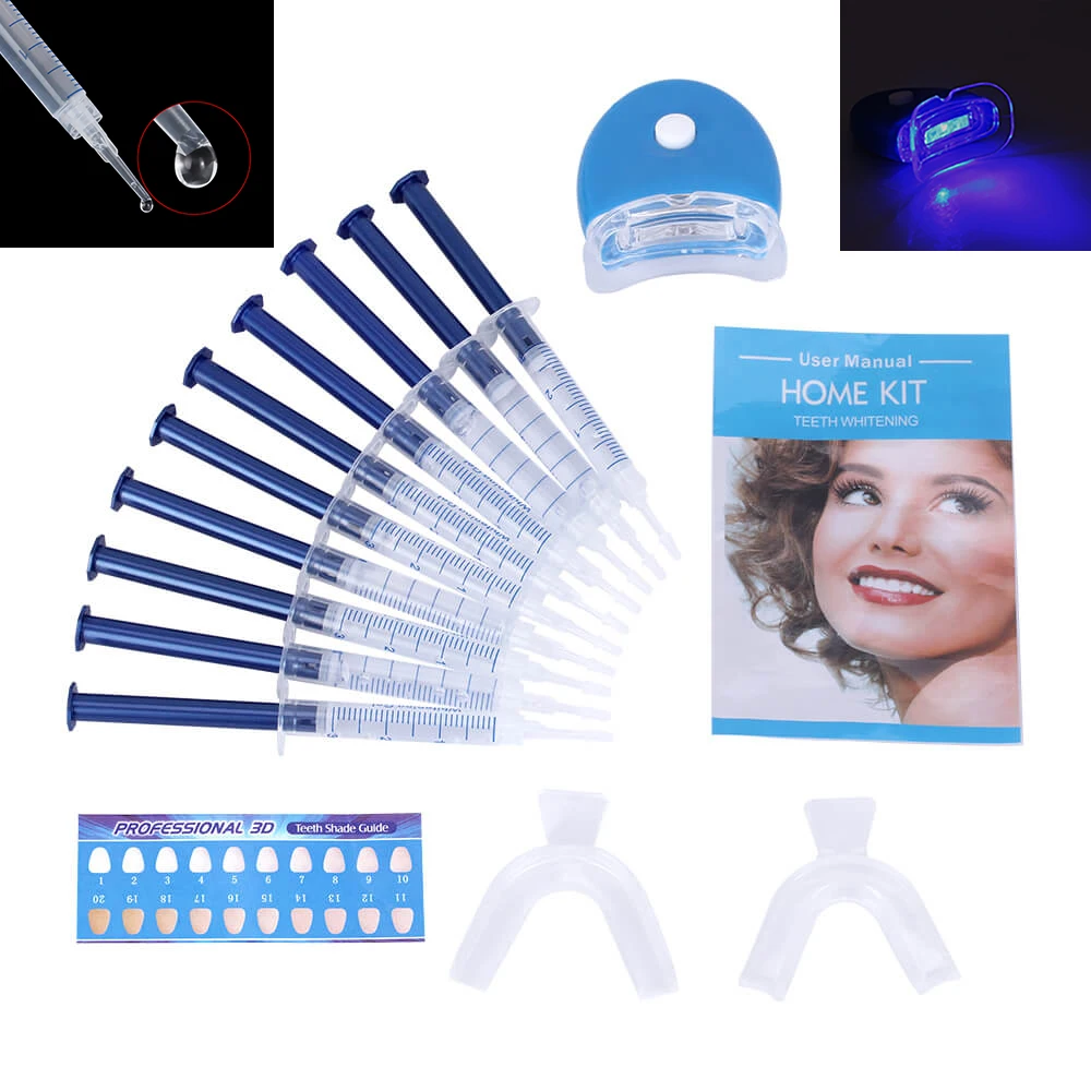 Teeth Whitening 44% Peroxide Dental Bleaching System Oral Care Gel Kit Tooth Whitener New Dental White Equipment LED Light 1 set teeth whitening gel teeth whitening kit
