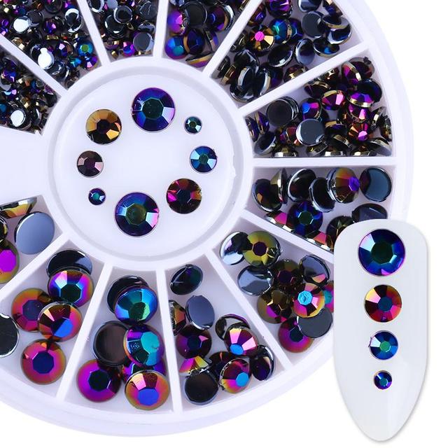 Gold Geometry Rivet Alloy Nail Studs Chameleon Stone Nail Rhinestone Small Irregular Beads 3D Nail Art Decoration In Wheel