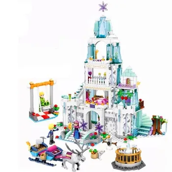 

Elsa Anna Magical Ice Castle Model Building Blocks Cinderella Princesses Castle Compatible girl Friends blocks