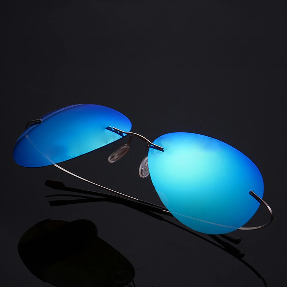 

Women Men Retro Fashion Pilot Rimless Mirror Polarized Sunglasses Anti UV Wind-proof Dust-proof