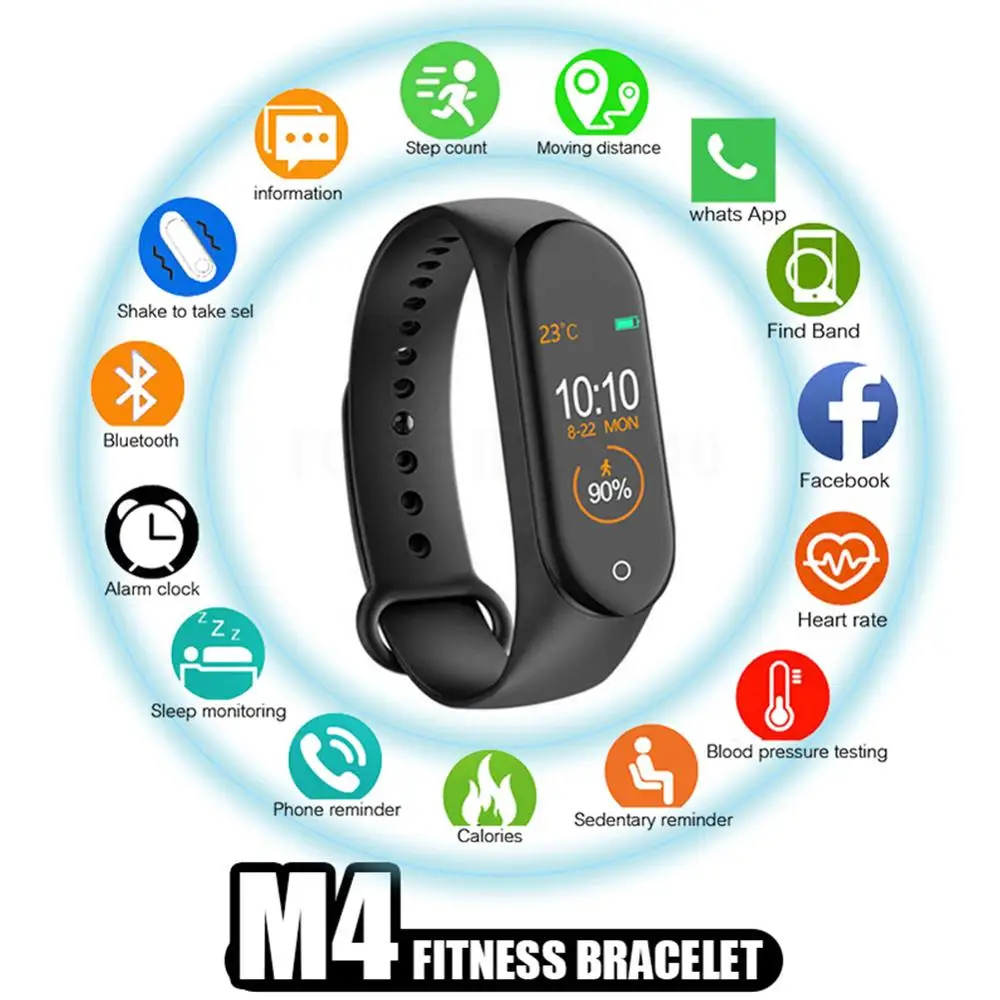 

Smart Fitness Bracelet Men Women Watch Blood Pressure Heart Rate Monitor Fitness Tracker Smart Band Health Bracelet Pedometer Bluetooth 0.96Inch HD Resolution Full Color Screen For XiaoMi Mi Honor Galaxy