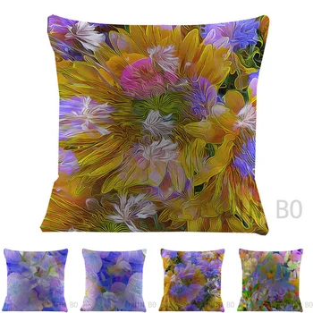 

square 3D art 45*45cm plant flowers Short plush pillow case Cushion cover Hotel office bar car sofa pillow cushion covers