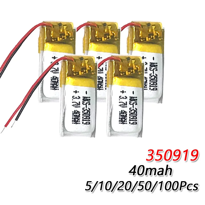 3,7 v 40mAh 350919 литий-полимерный Li-Po литий-ионный аккумулятор для BT гарнитуры MP3 Массажная палка селфи Смарт-часы